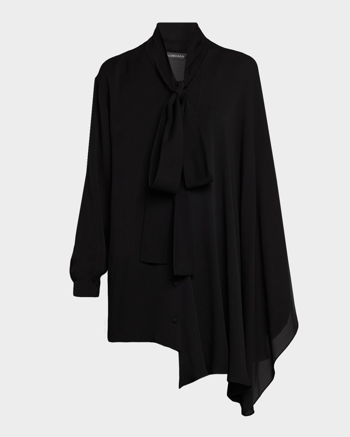 Long-Sleeve Silk Scarf Blouse