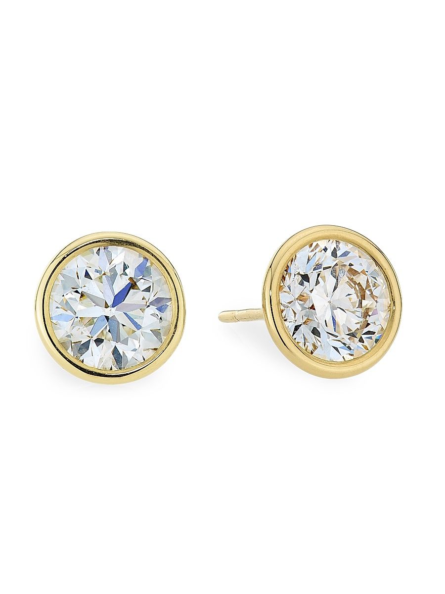 Saks Fifth Avenue High Jewelry Women's 18K Yellow Gold & 4.02 TCW Diamond Martini Stud Earrings - Yellow