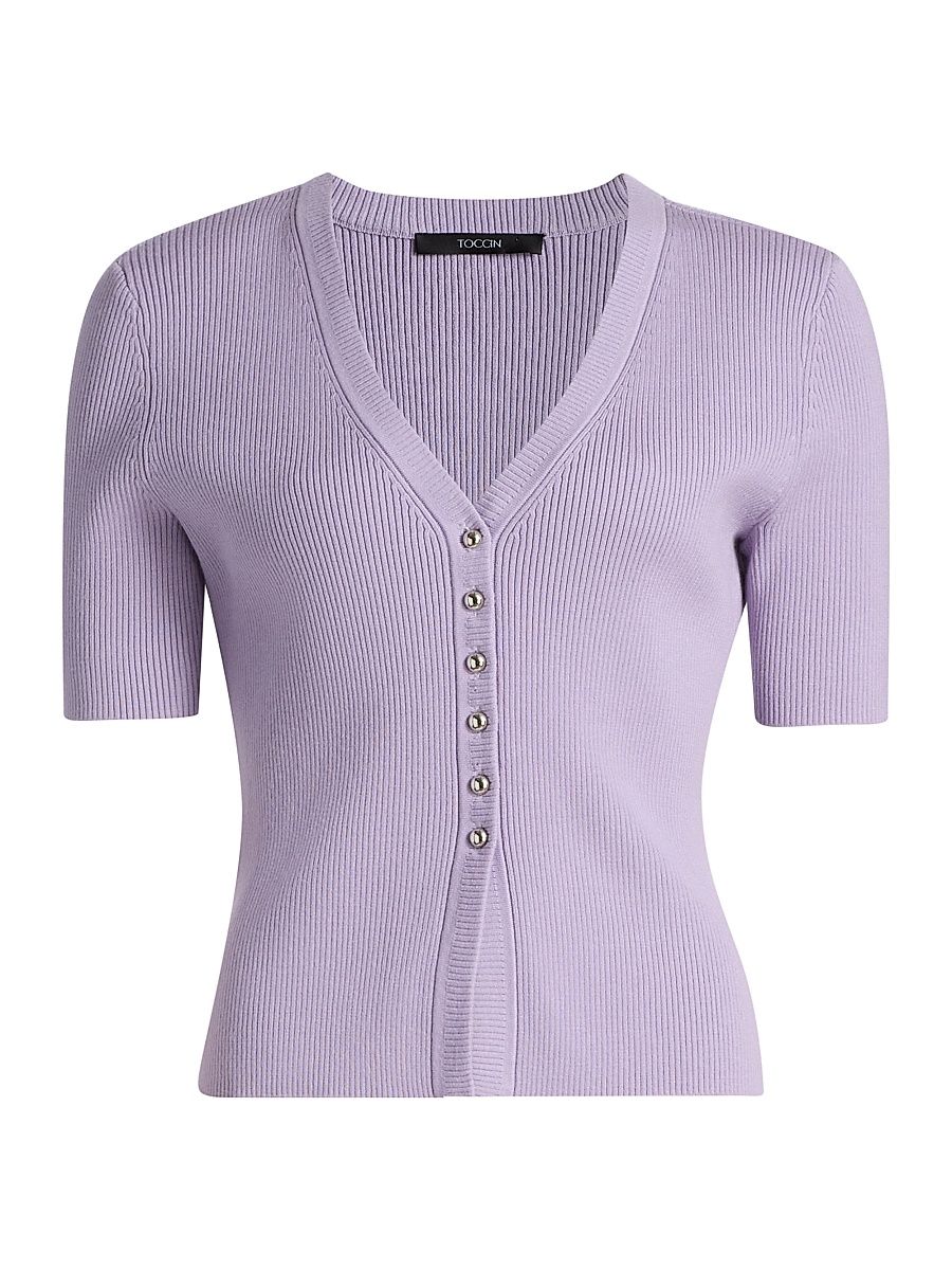 Women's Charity Rib-Knit Cardigan - Wisteria - Size Large