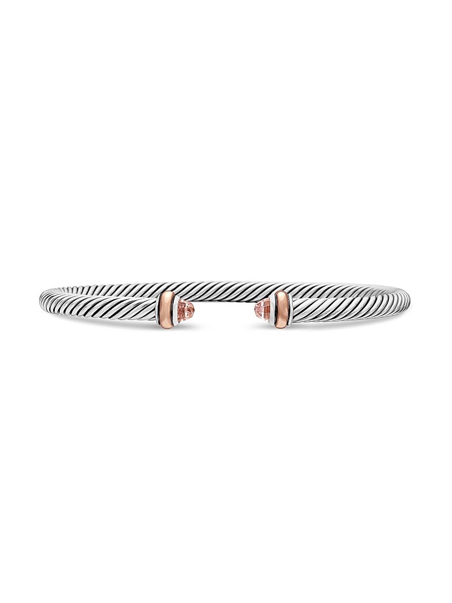 Women's Cable Classics Color Bracelet with Morganite and 18K Rose Gold - Morganite - Size Medium