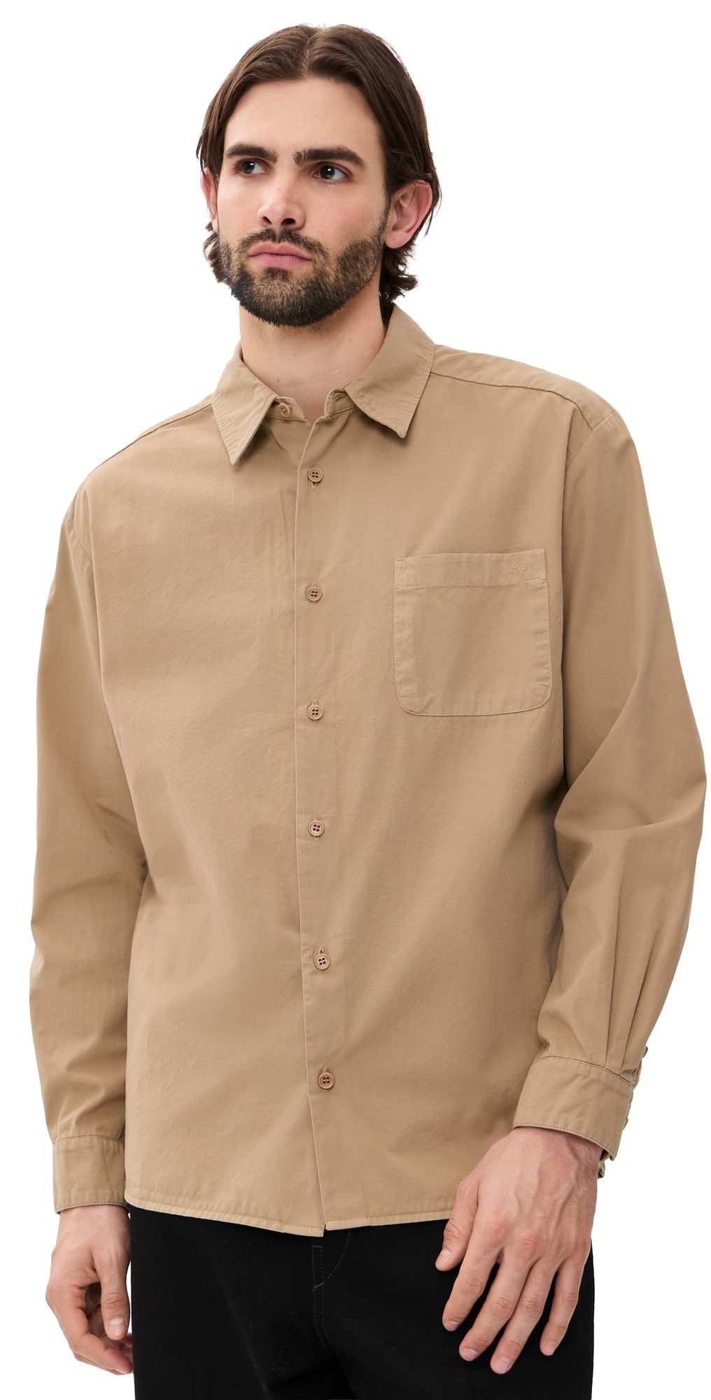 A. P.C. Chemise Malo Logo Shirt Baa Beige M