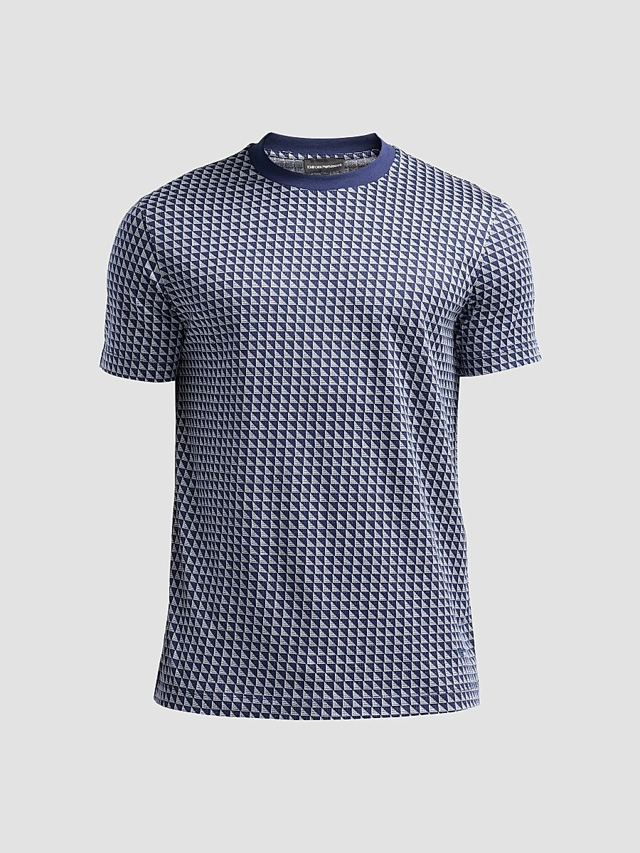 Men's Contrast Triangle Crewneck T-Shirt - Multi Blue - Size Large