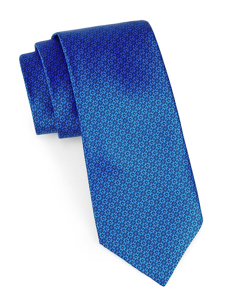 Men's Tonal Geometric Silk Tie - Black Blue
