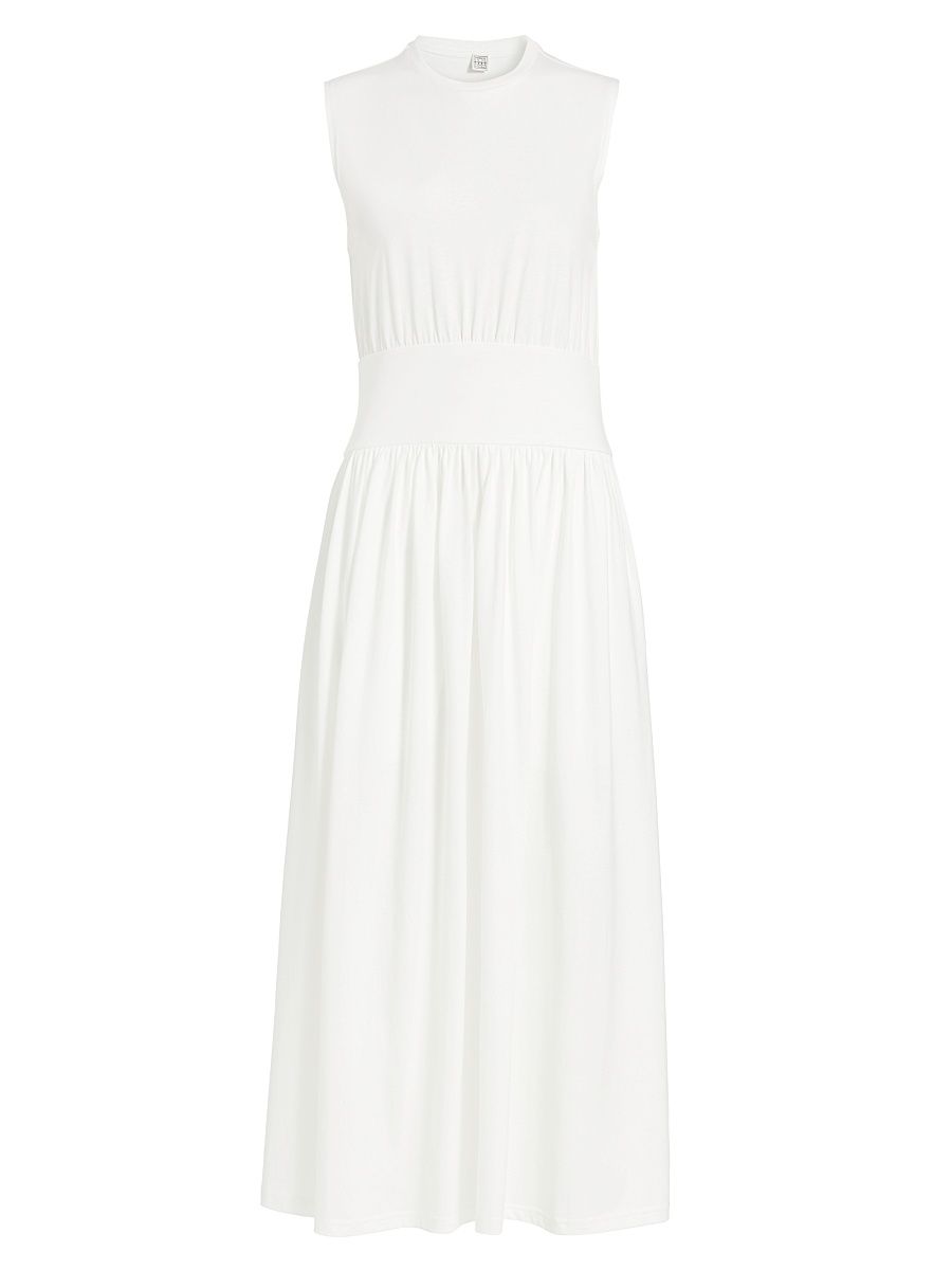 Women's Sleeveless Cotton T-Shirt Dress - Off White - Size Large