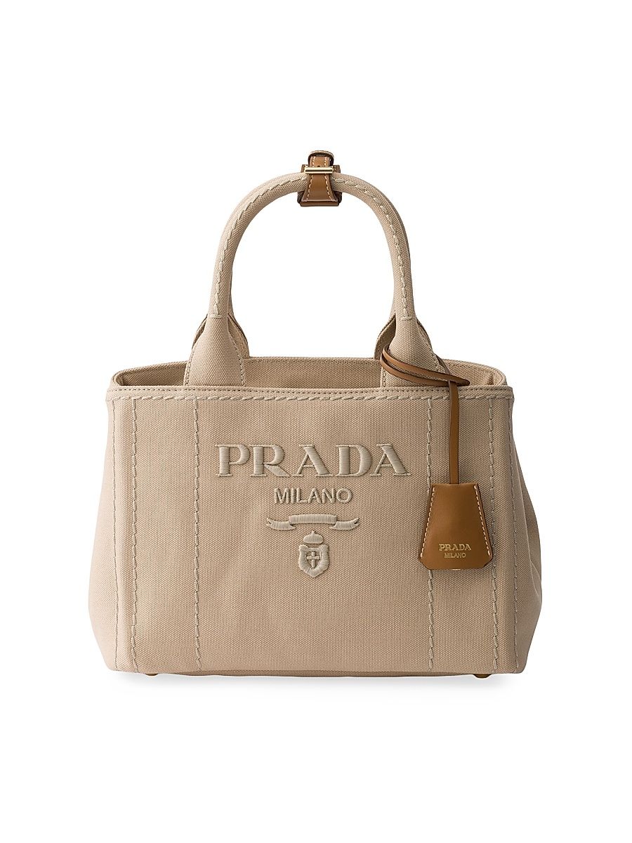 Women's Jardinière Small Cotton Canvas Top Handle Bag - Beige Khaki