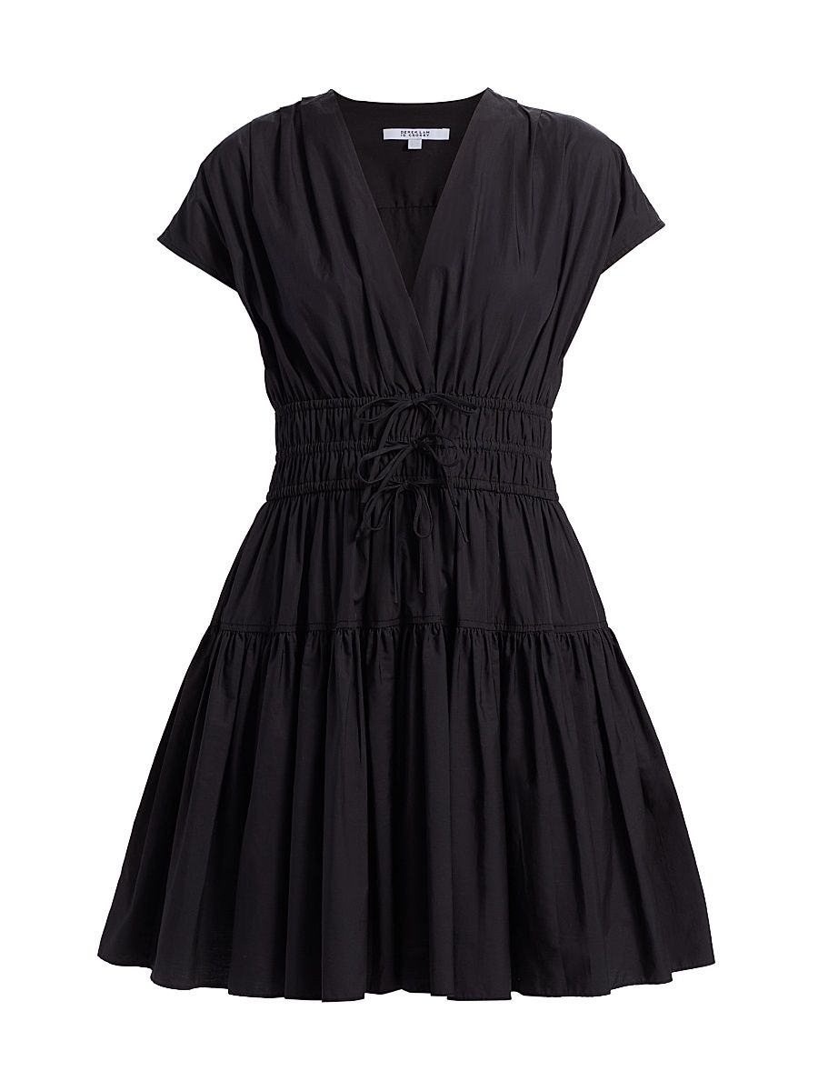 Women's Tora Cotton Shirred Minidress - Black - Size 18