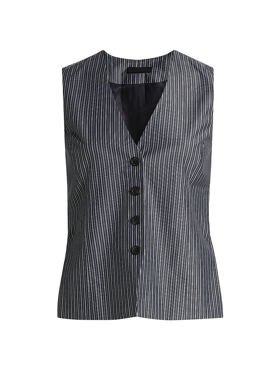 Women's Paulette Striped Poplin Vest - Salute Stripe - Size 16