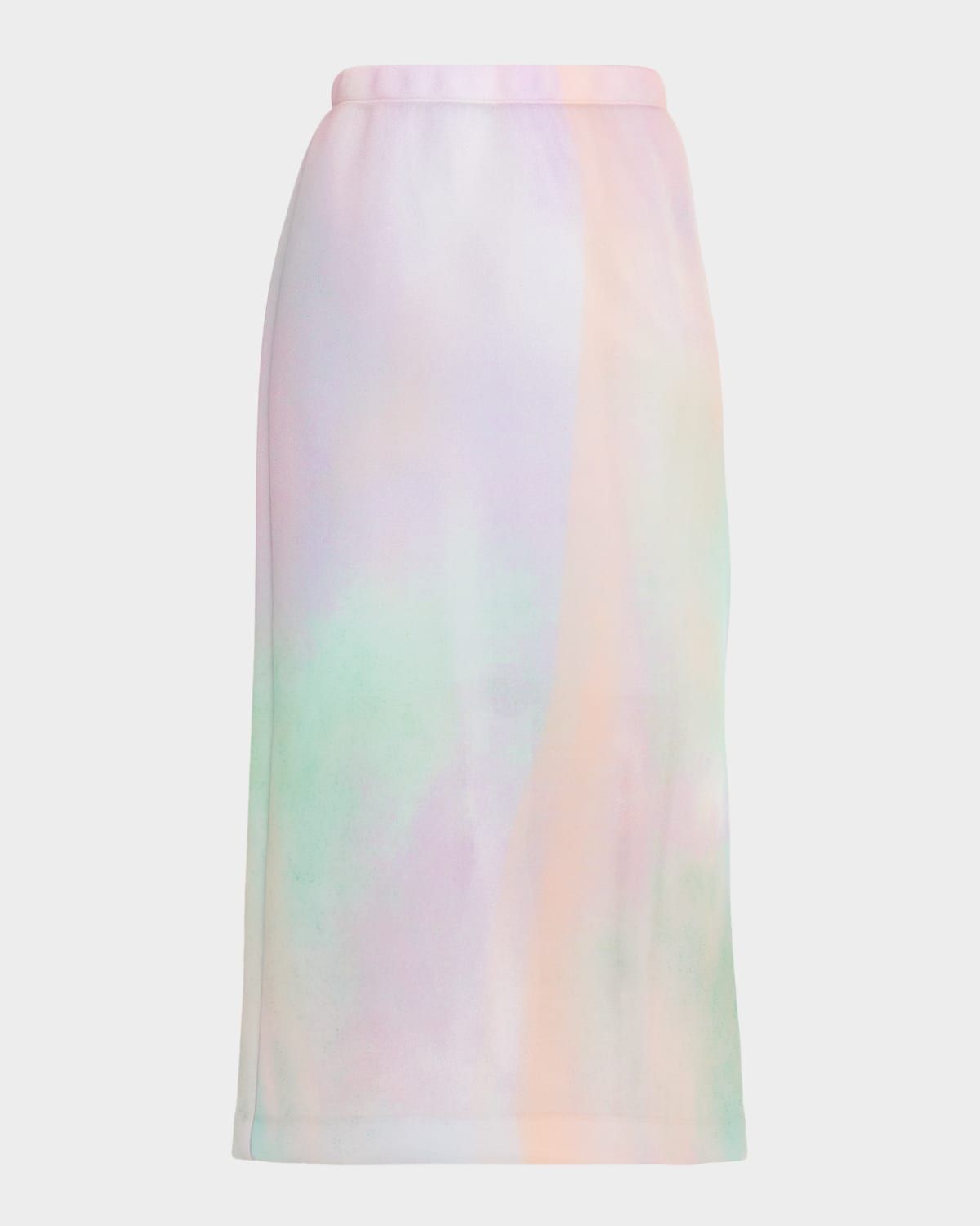 Aurora-Print Straight Midi Skirt