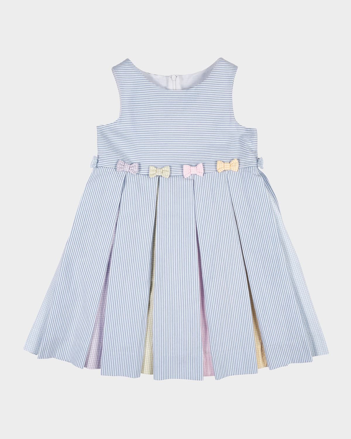 Girl & apos;s Multicolor Pleated Seersucker Dress, Size 2T-8