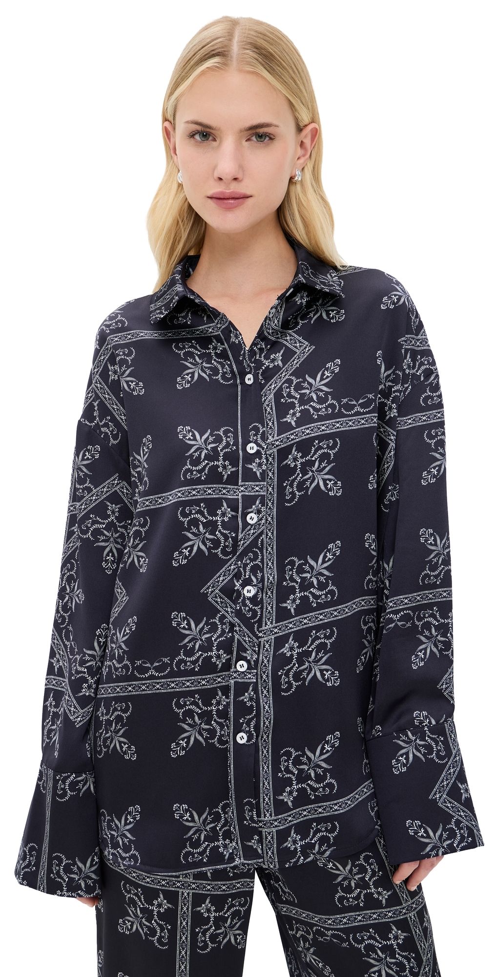 4th & Reckless Amira Satin Shirt Paisley XS