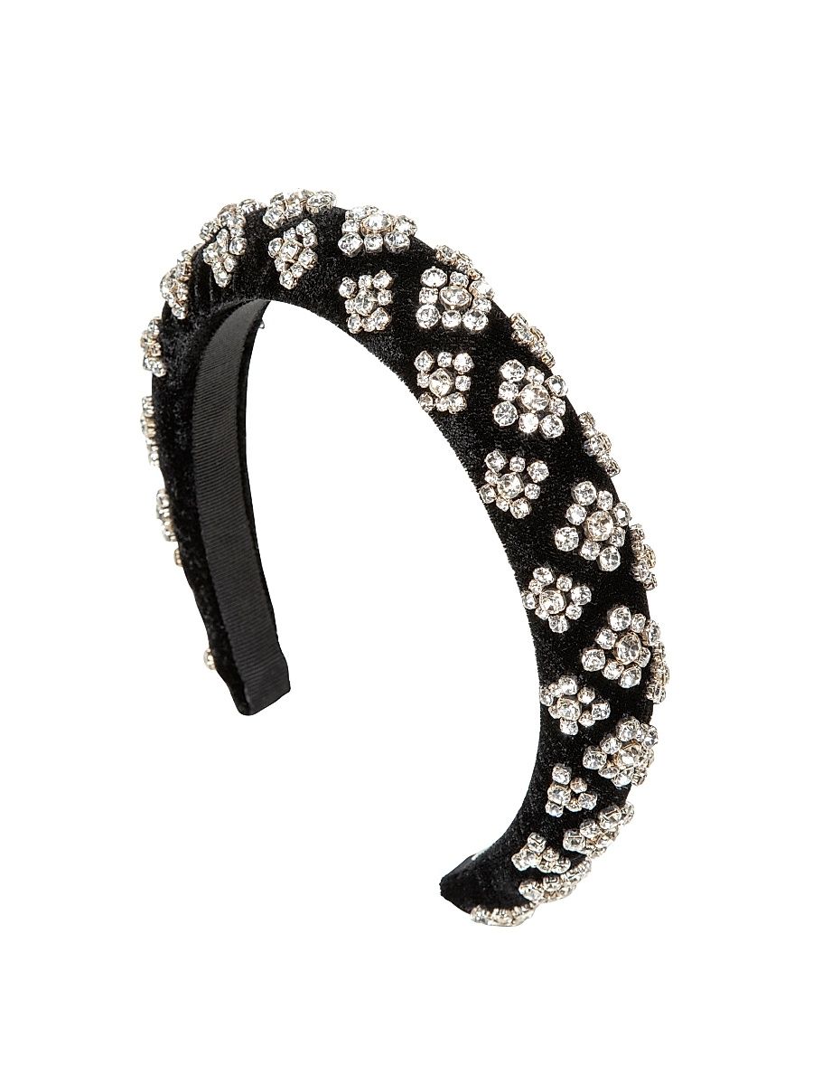 Women's Marlena Velvet Embellished Headband - Black Crystal