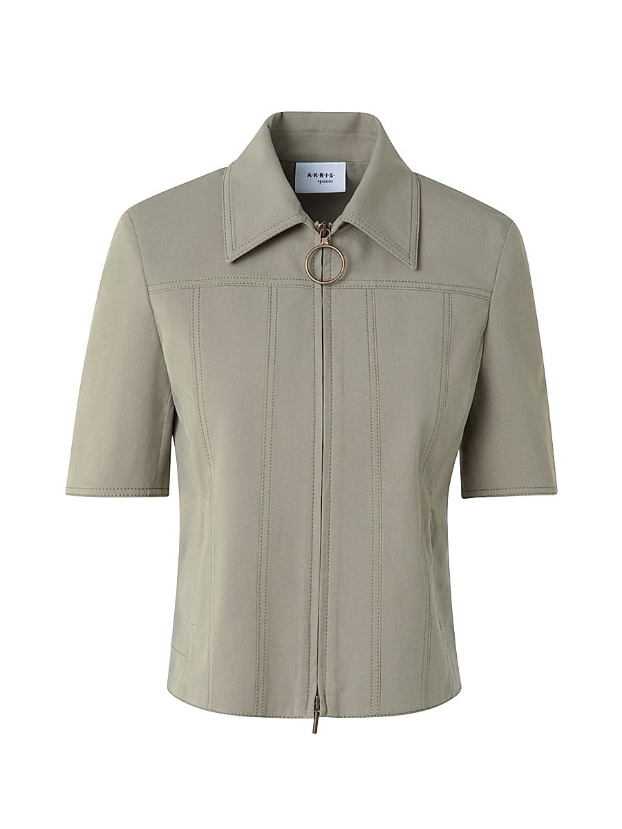 Women's Paneled Zip Shirt - Green - Size 8