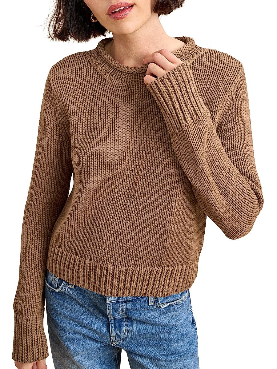 Women's Solid Mini Marina Sweater - Tan - Size XS