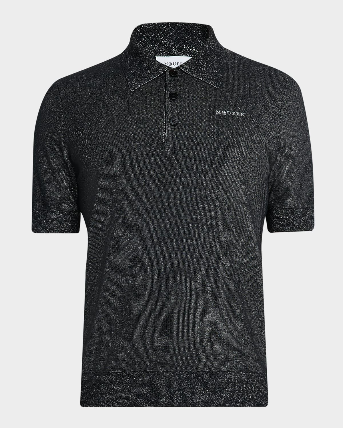 Men & apos;s Logo Metallic Wool Polo Shirt