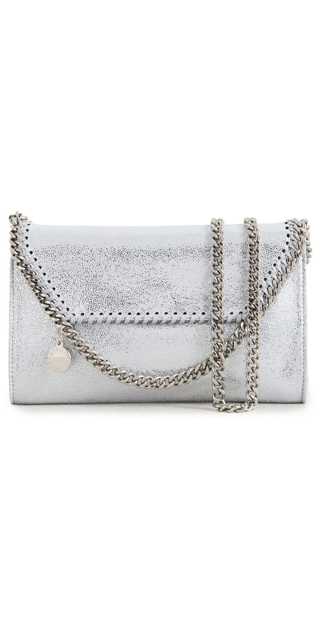 Stella McCartney Mini Crossbody Eco Shiny Dotted Chamois with Palladium Color Wallet on Chain Silver One Size