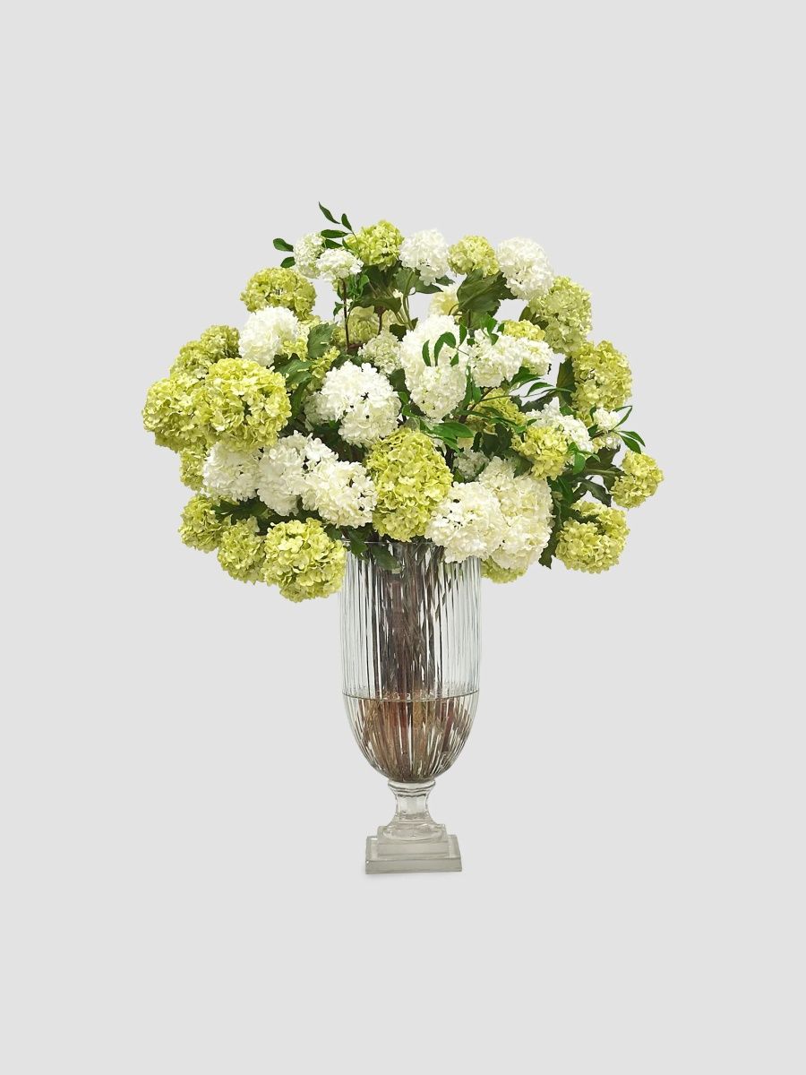 Winward Home Newness Artifical Snowball Floral Arrangement - White Green