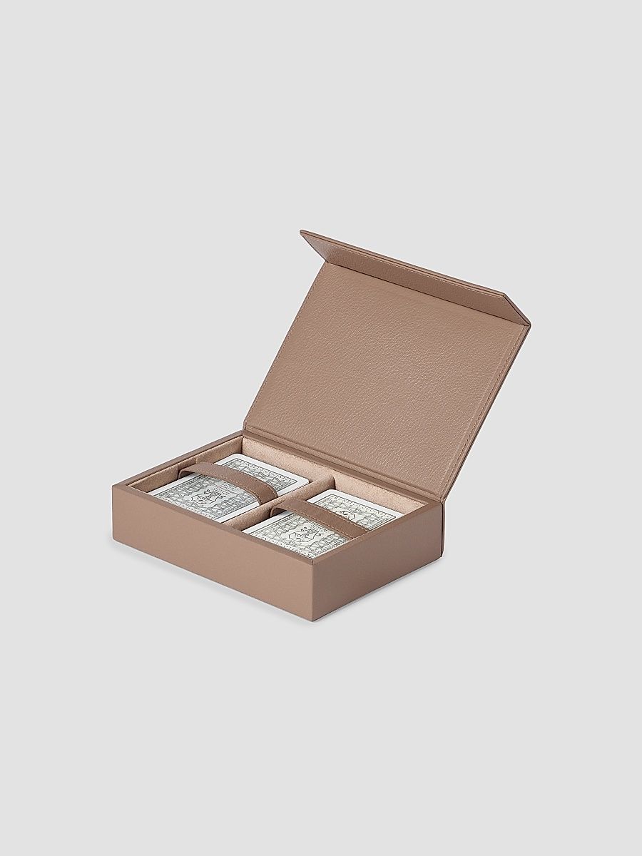 Playing Cards Set with Leather Case - Brown