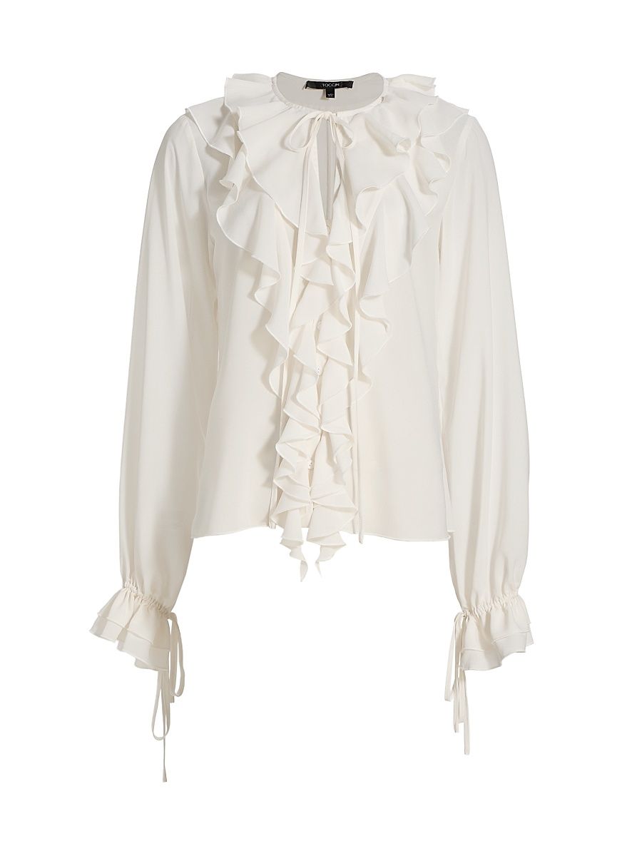 Women's Tobi Exaggerated Ruffle Blouse - White - Size Large