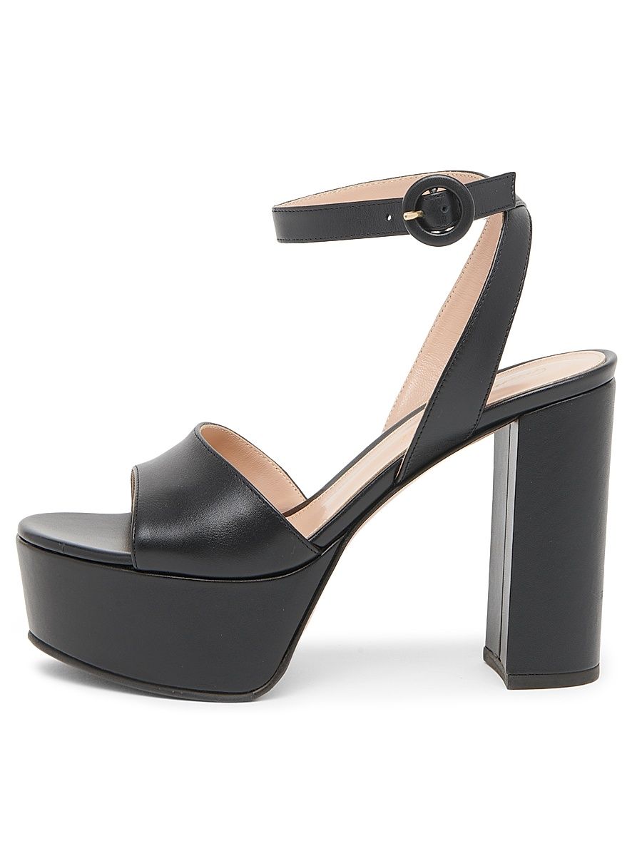 Women's 70MM Leather Platform Sandals - Black - Size 11