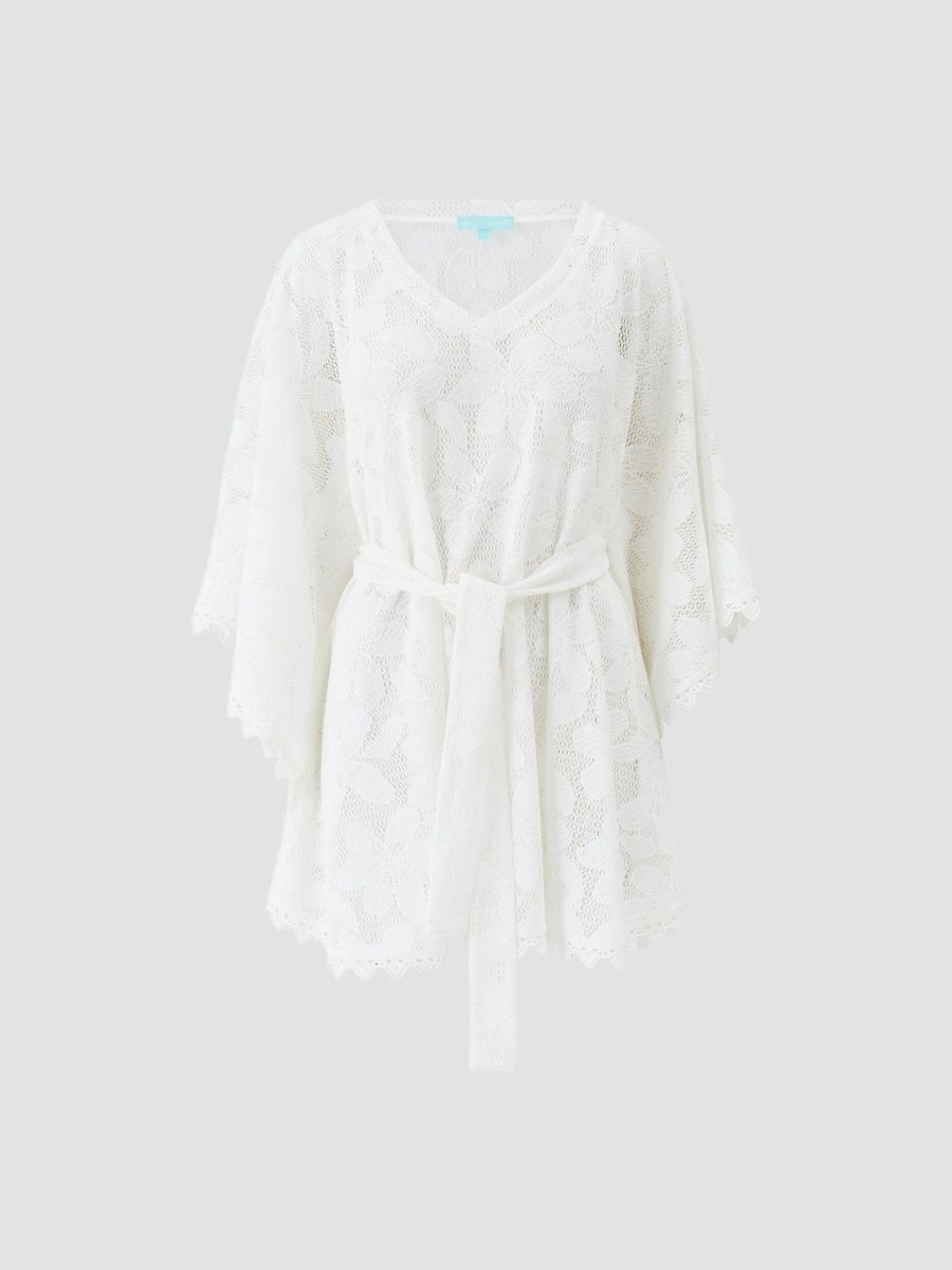 Melissa Odabash Women's Petra Crochet Mini Caftan Dress - White