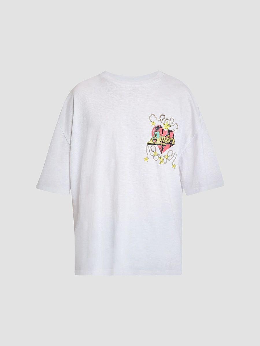Men's Heart Oversized Cotton T-Shirt - White - Size XXXL