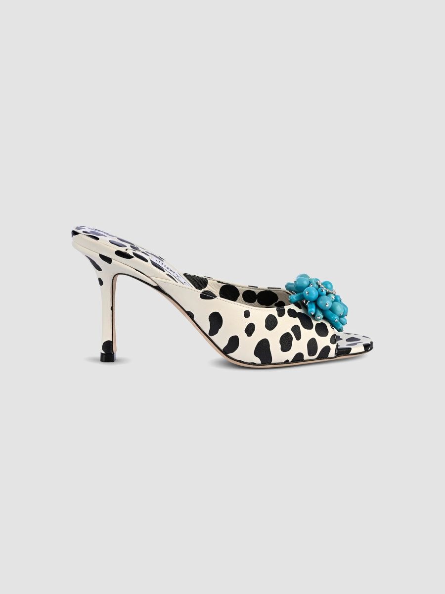 Jimmy Choo Women's Izu 85MM Spotted Heels - Latte Black - Size 5