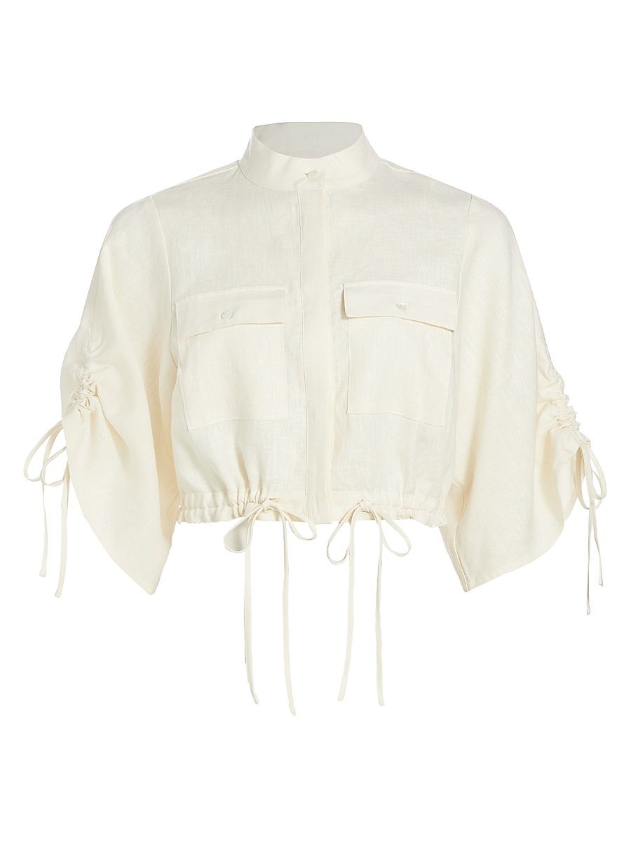 Women's Eva Drawstring Top - Ivory - Size XL