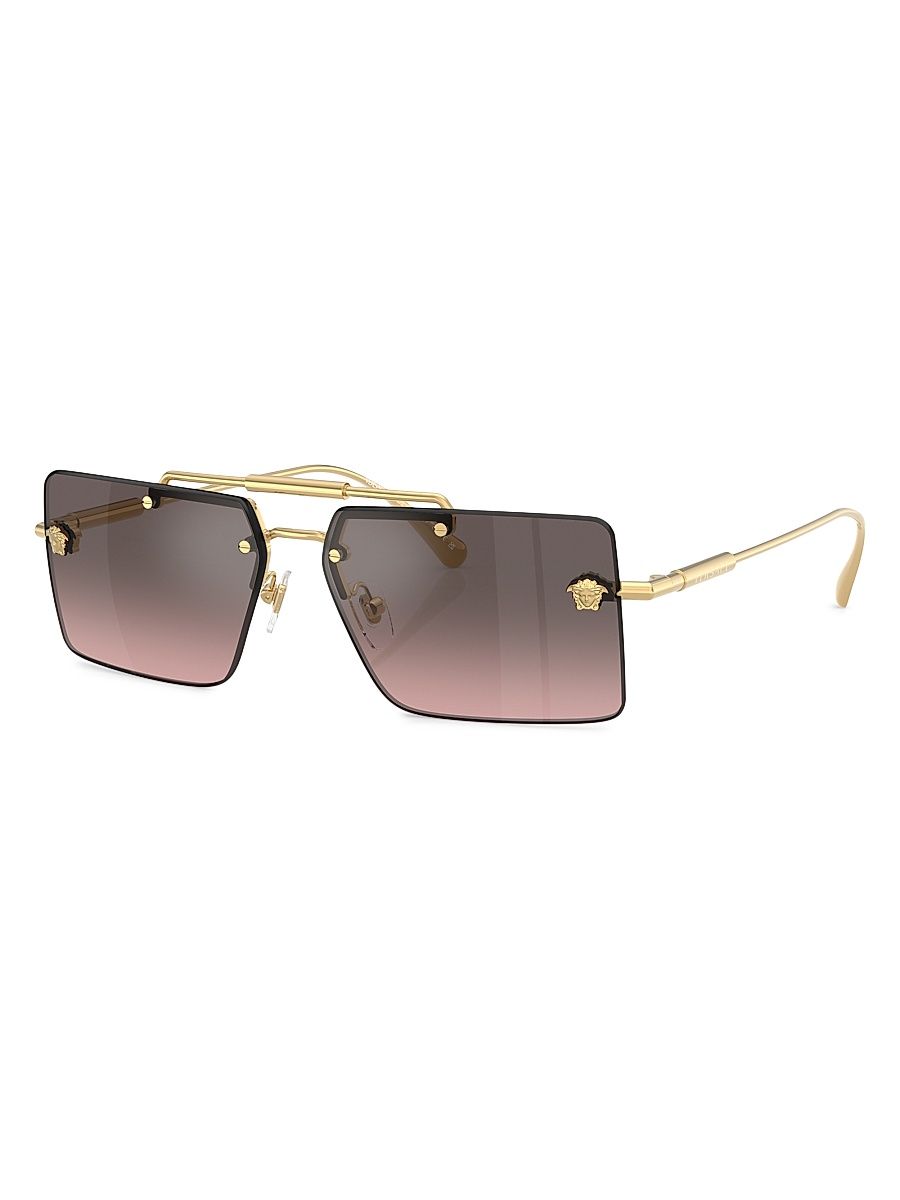 Women's 60MM Rectangular Sunglasses - Gold Purple