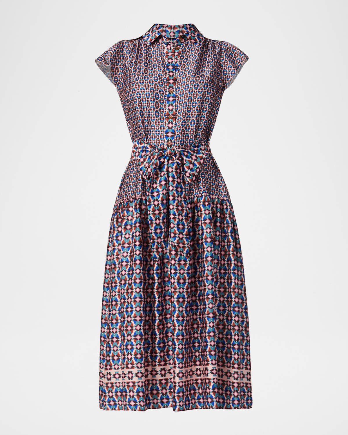 Kennedy Geometric-Print Midi Shirtdress