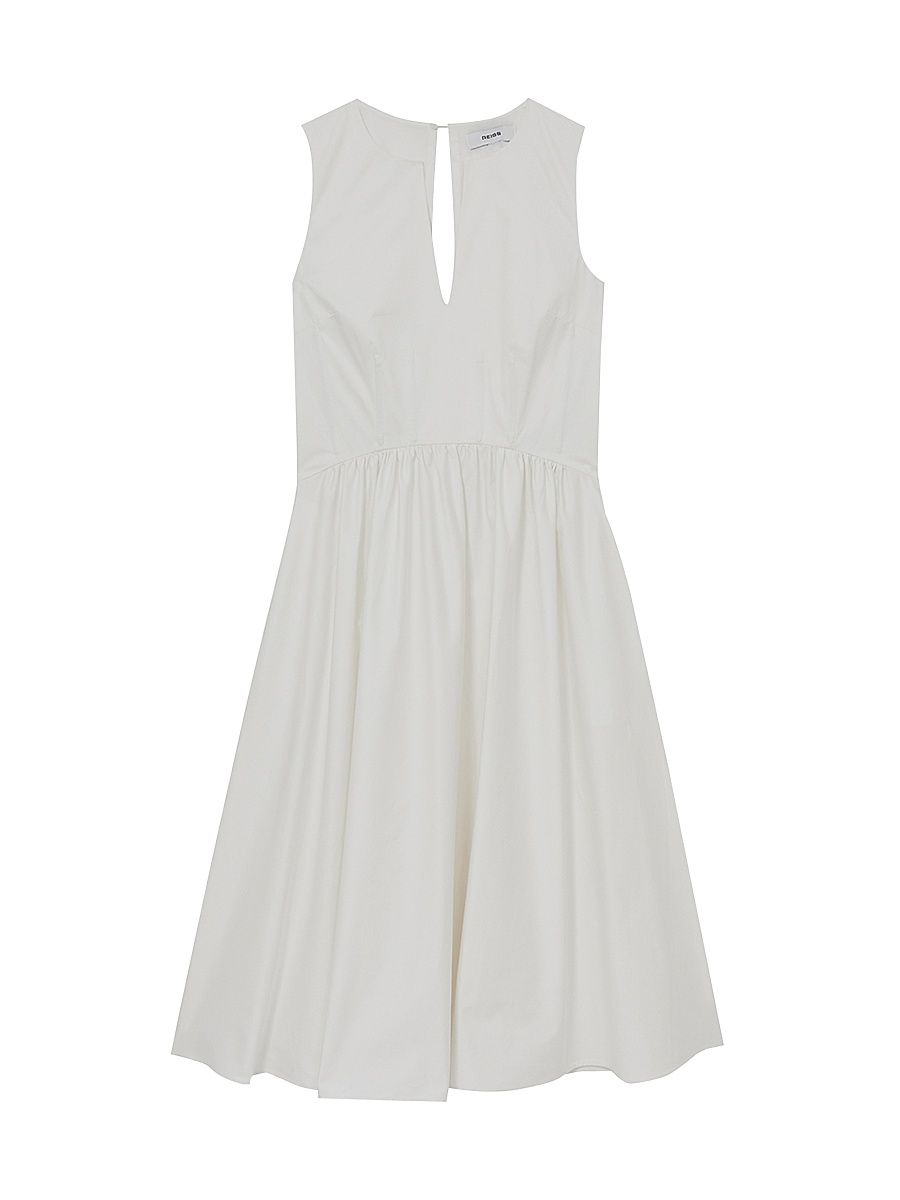 Women's Liza Sleeveless Cotton Midi-Dress - Ivory - Size 14