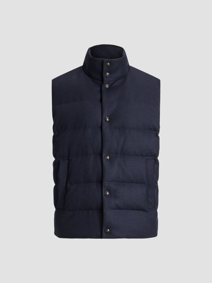 Ralph Lauren Purple Label Men's Harwick Cashmere-Blend Down Vest - Navy - Size XXL