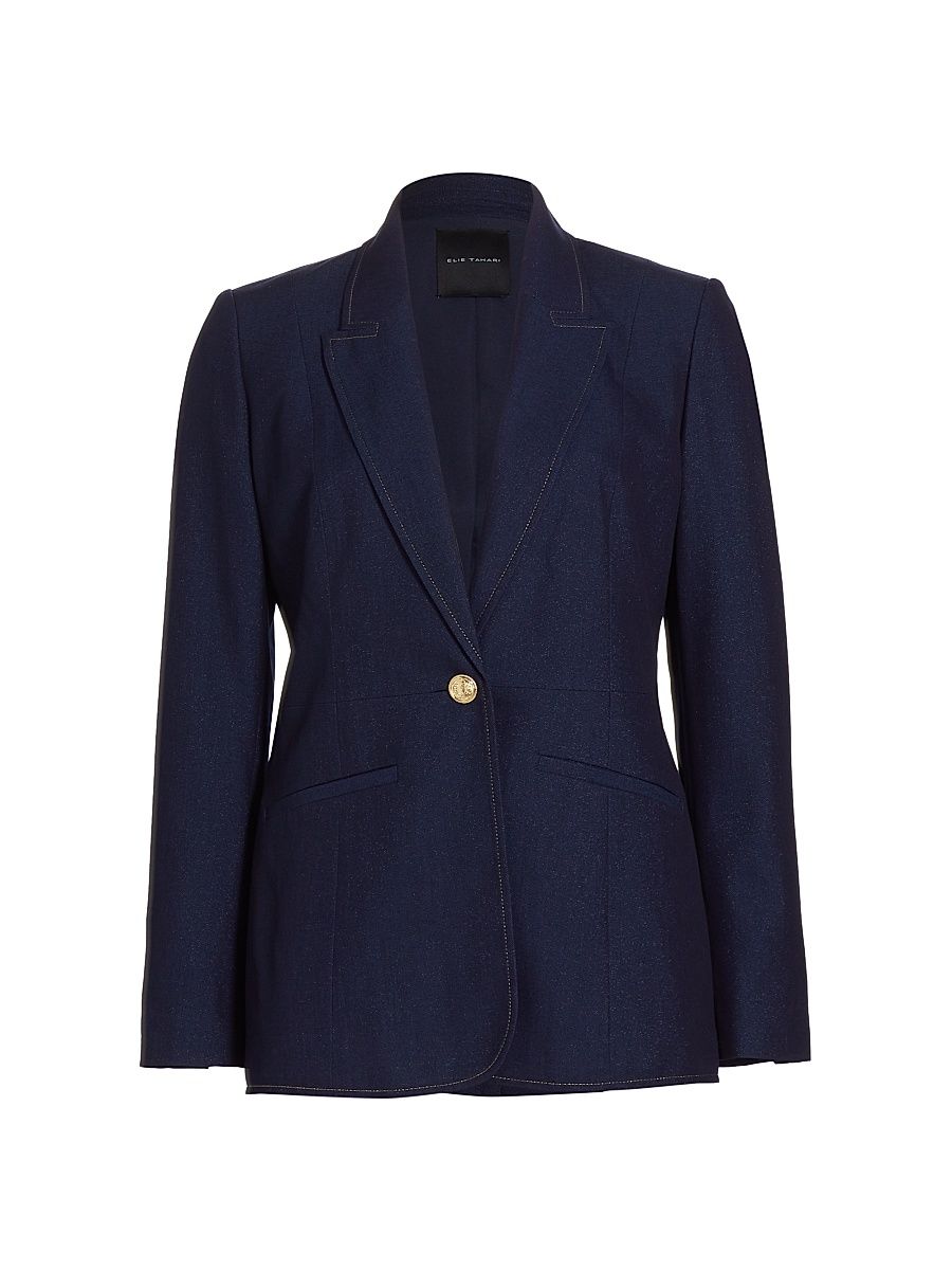 Women's Gavi Twill SIngle-Button Blazer - Midnight Blue - Size 6
