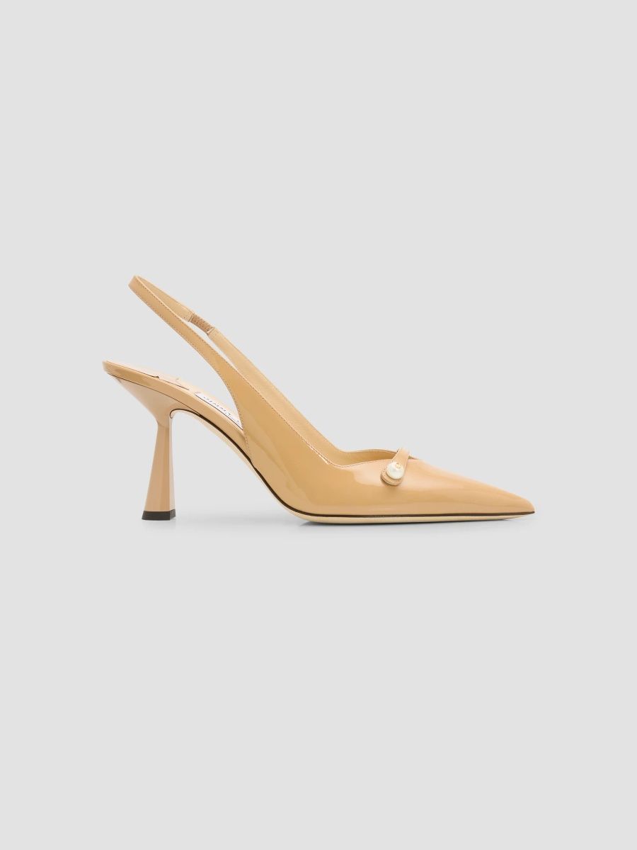 Jimmy Choo Women's Amita 85MM Patent-Leather Slingback Pumps - Chai - Size 5