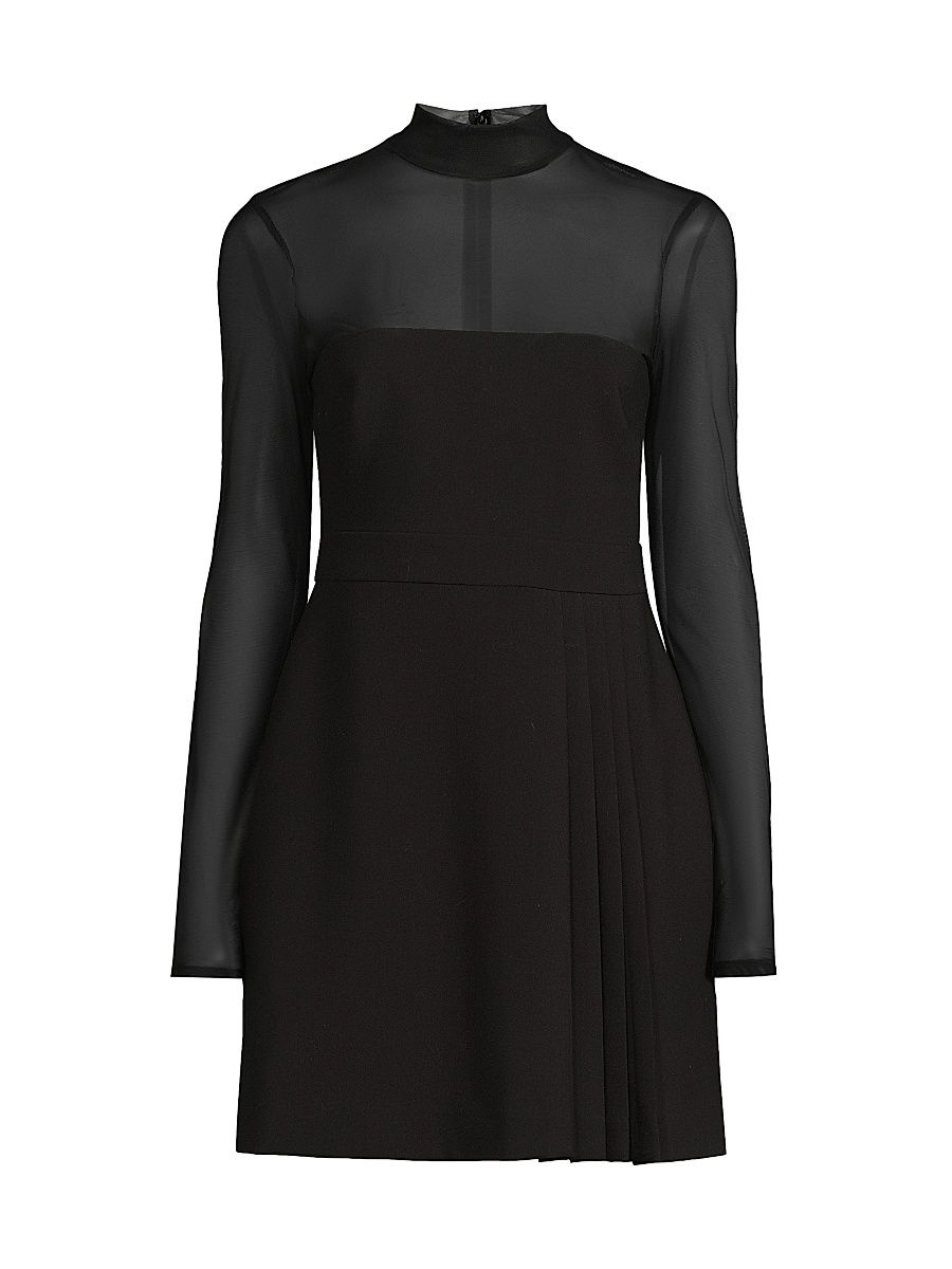 Women's Lulani Sheer Pleated Minidress - Black - Size 14