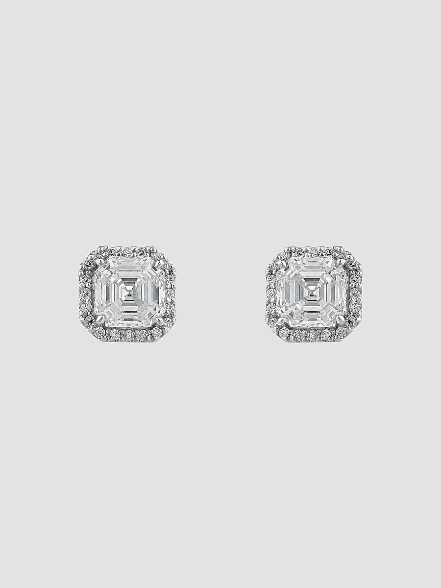 Women's Sterling Silver & 3.85 TCW Cubic Zirconia Halo Stud Earrings - White