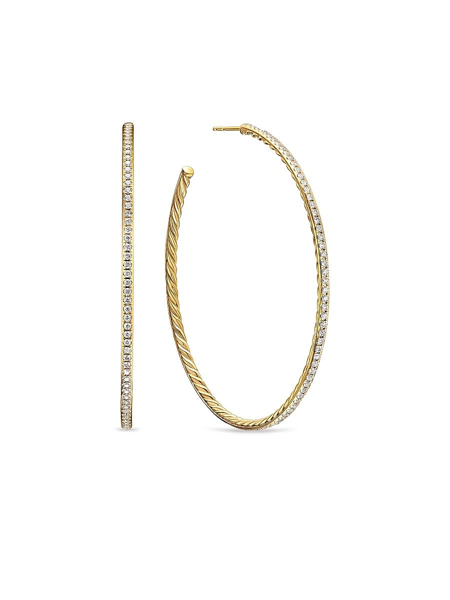 Women's Pavé Hoop Earrings in 18K Yellow Gold with Diamonds, 63.5MM - Diamond