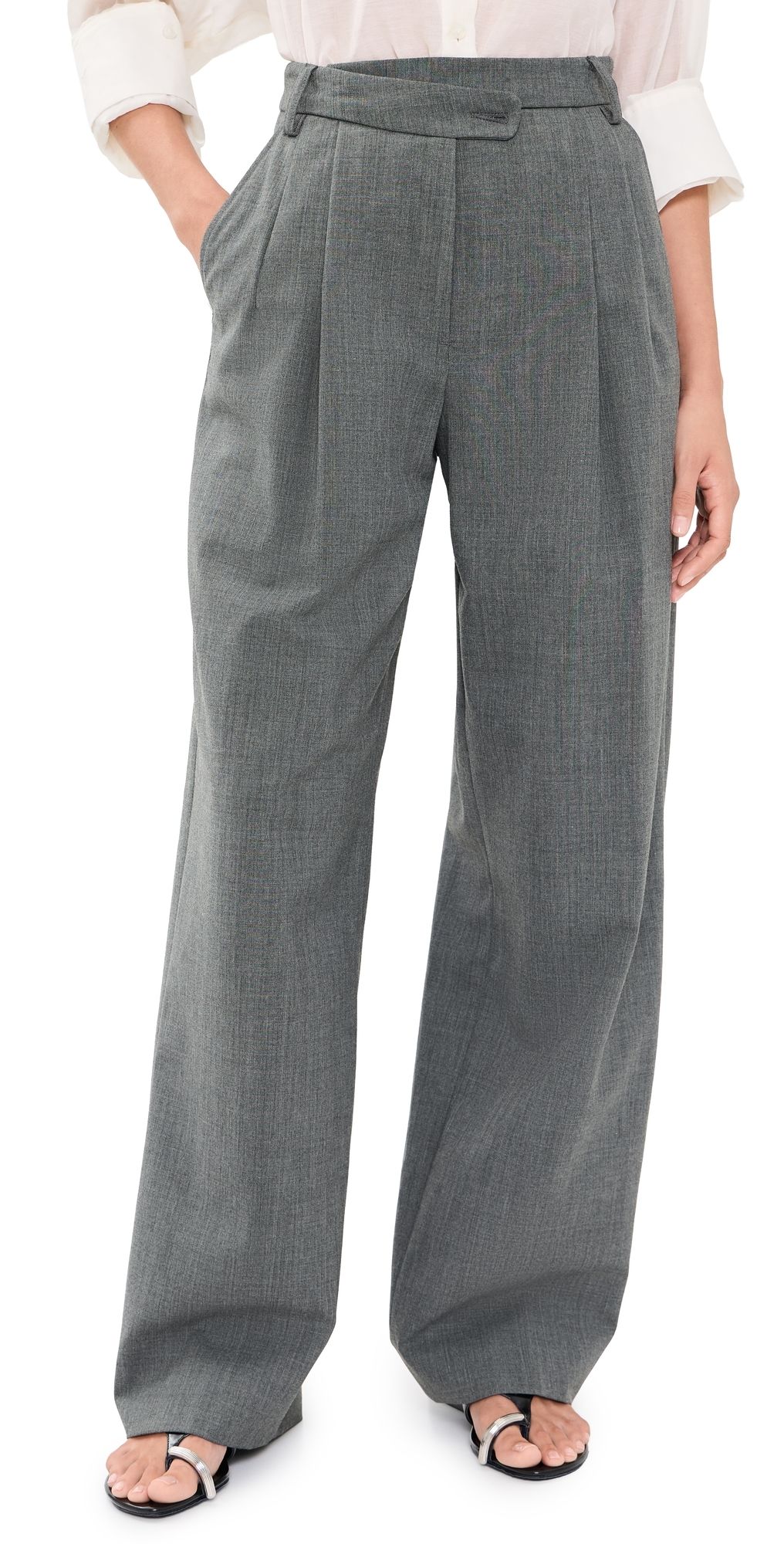 The Latest Dina Gabardine Trousers Grey Melange 40