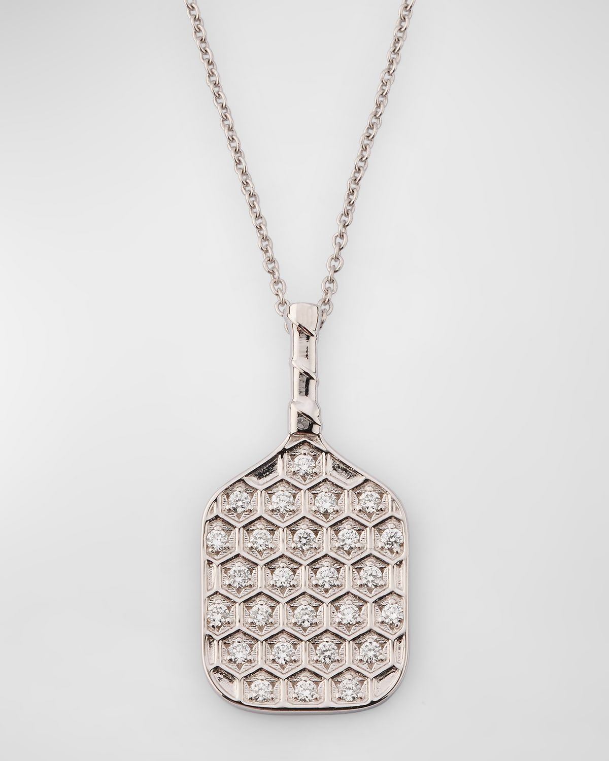 18K White Gold Pickleball Necklace with Diamonds