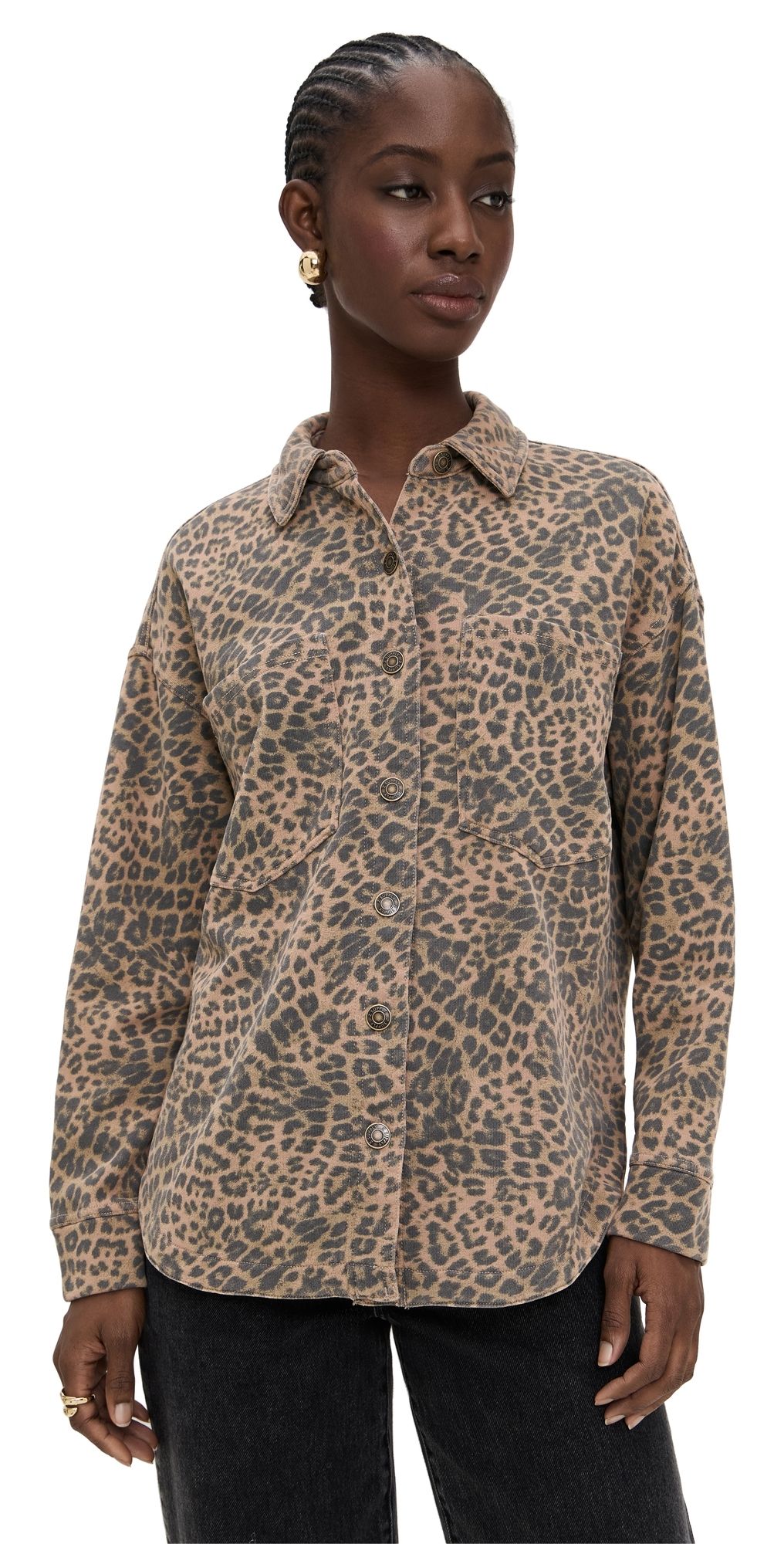 Z Supply All Day Leopard Jacket Desert Tan XS