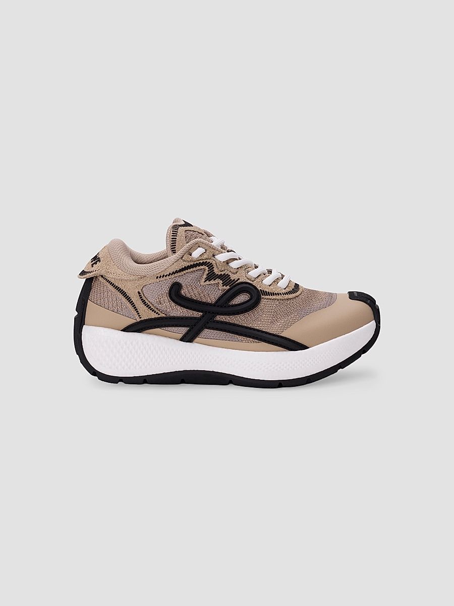 Women's Pogo Low-Top Sneakers - Beige Black White - Size 11