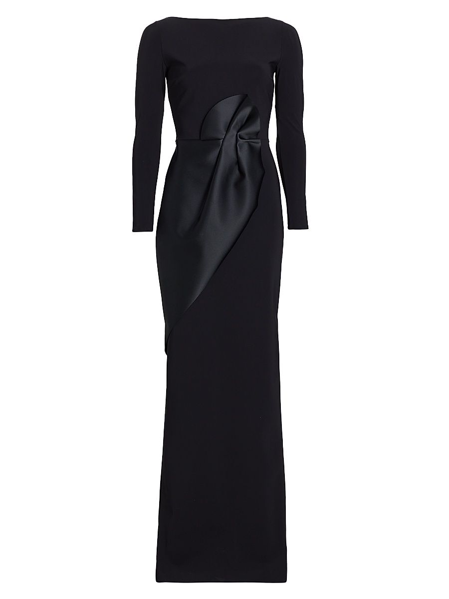 Women's Shui Stretch Long-Sleeve Gown - Black - Size 12