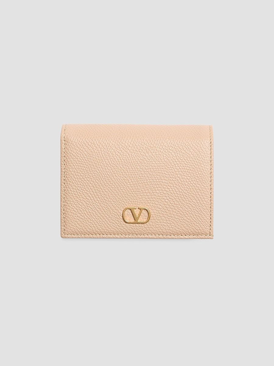 Women's VLogo Signature Grainy Calfskin Wallet - Rose Sand