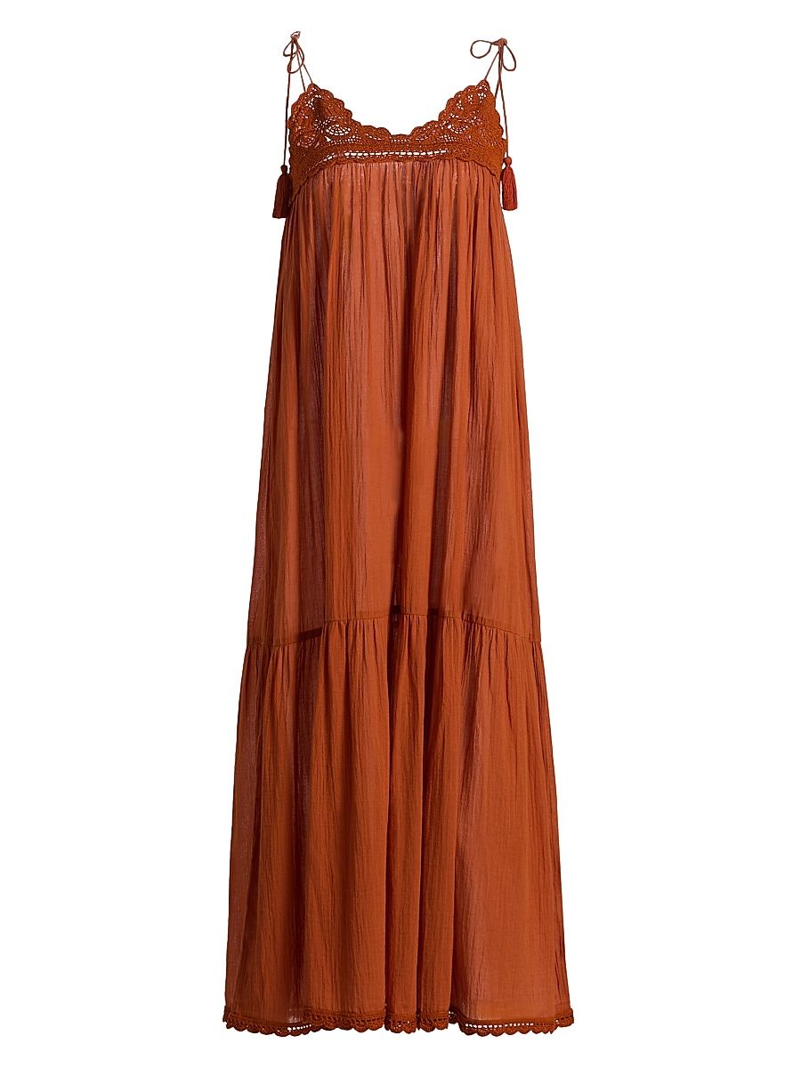 Women's Linnea Cotton V-Neck Midi-Dress - Sienna - Size Large