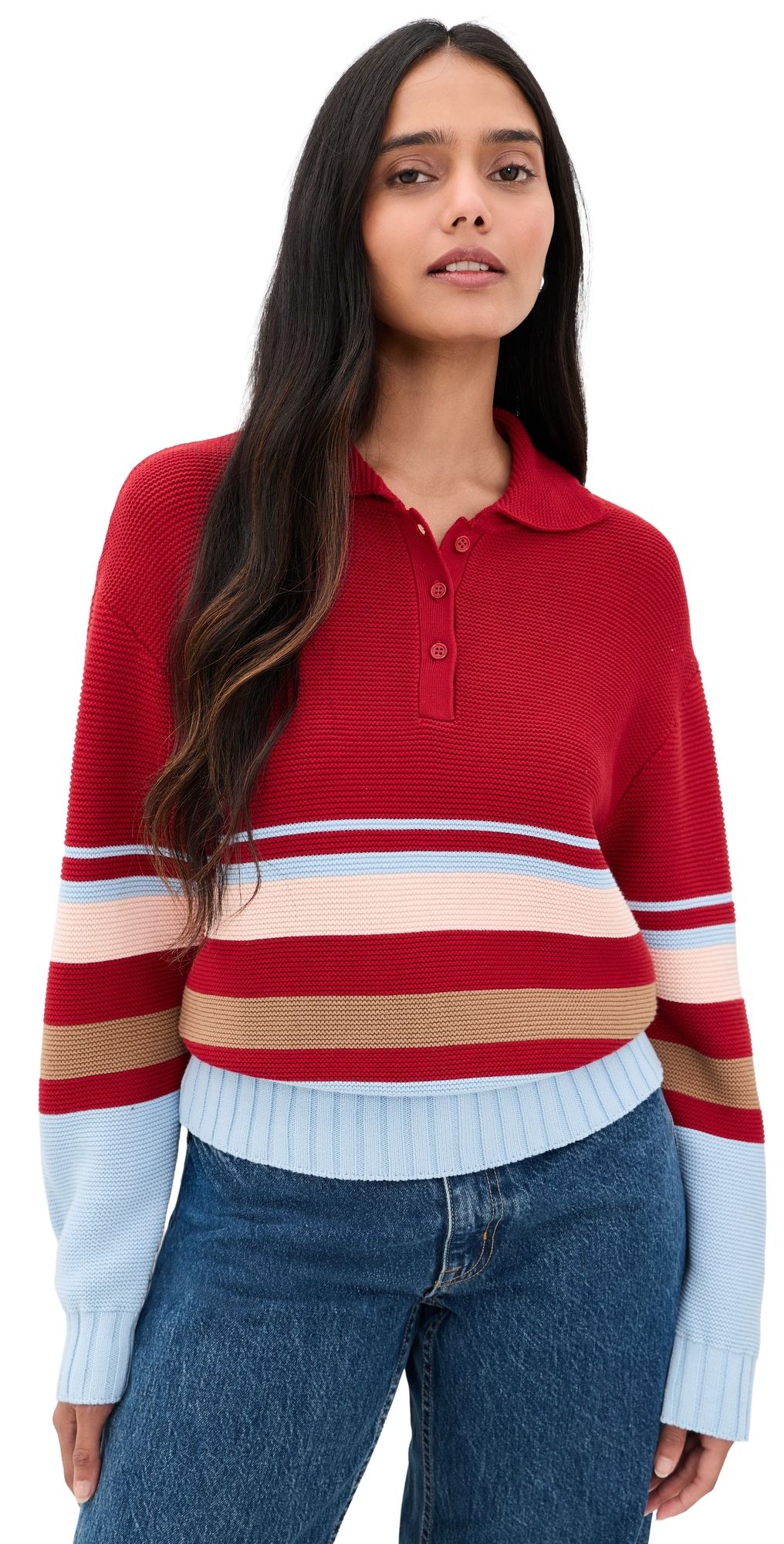 Solid & Striped The Cleo Pullover Cranberry Copenhagen Stripe XS