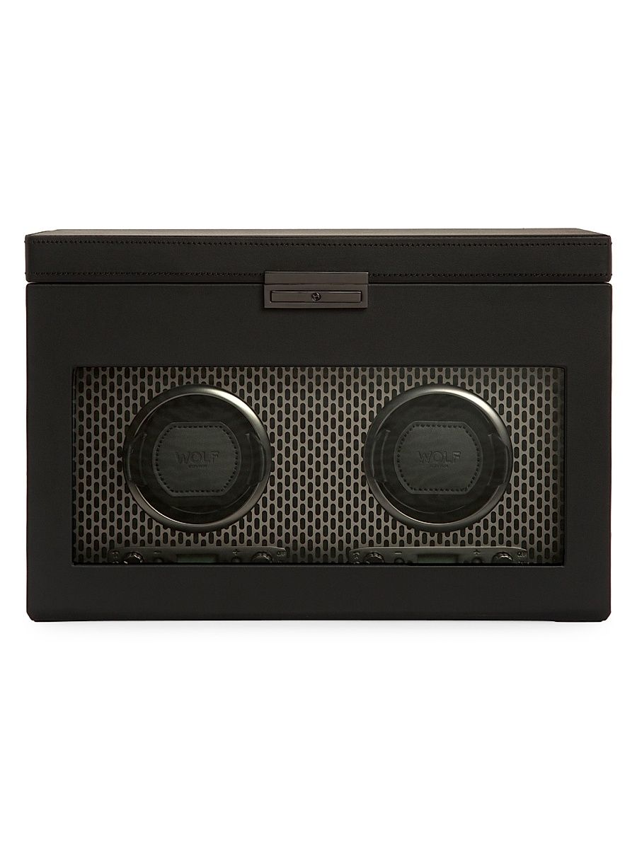Axis Double Watch Winder with Storage - Powder Coat