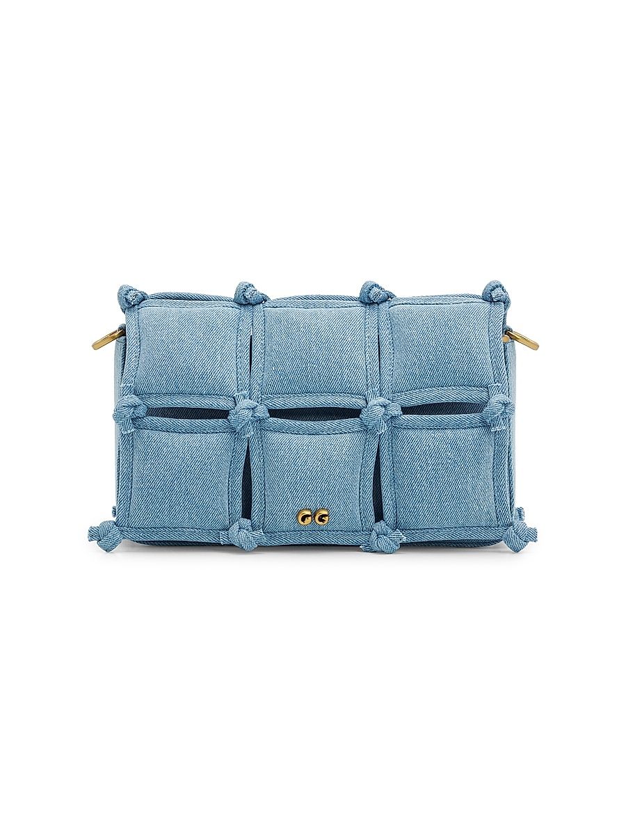Women's Puff Denim Crossbody Bag - Vintage Blue