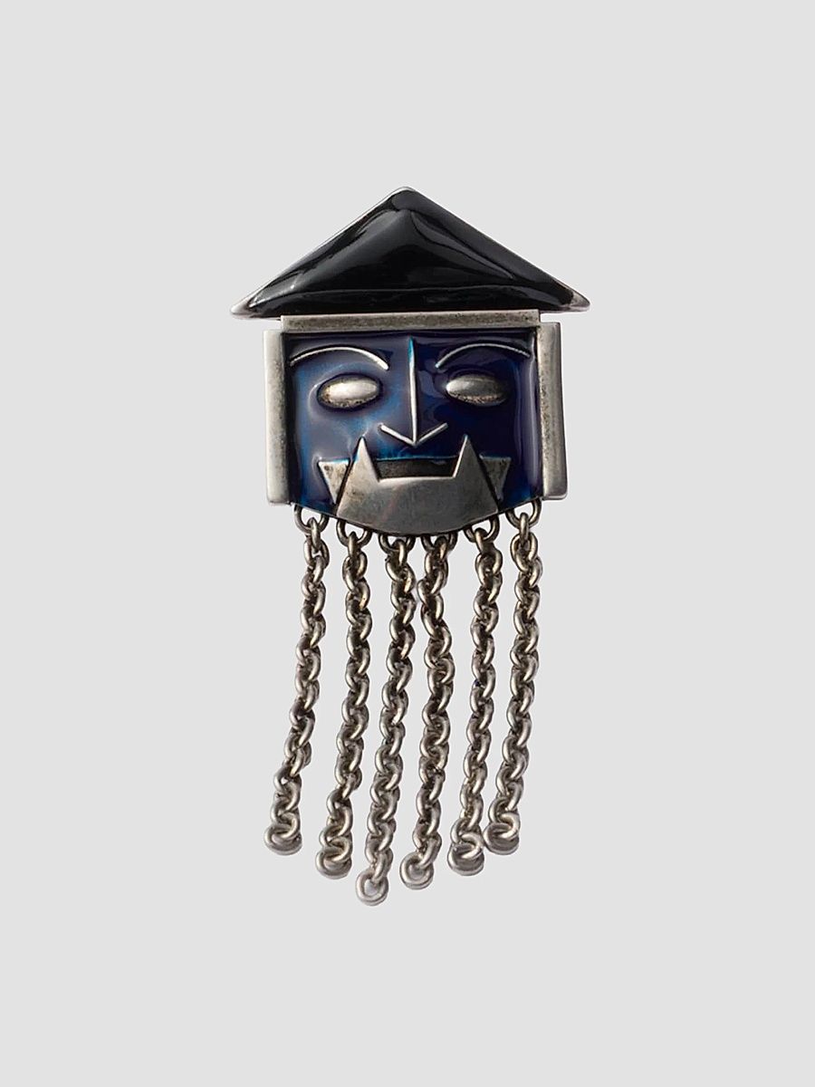 Men's Metal and Enamel Earrings - Black