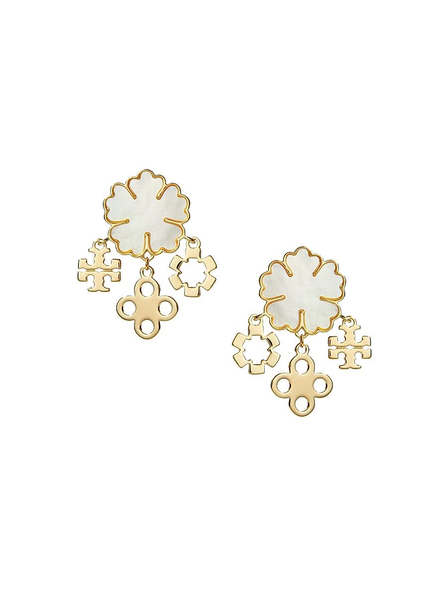 Women's Clover 18K-Gold-Plated & Mother-Of-Pearl Drop Earrings - Tory Gold Mother Of Pearl