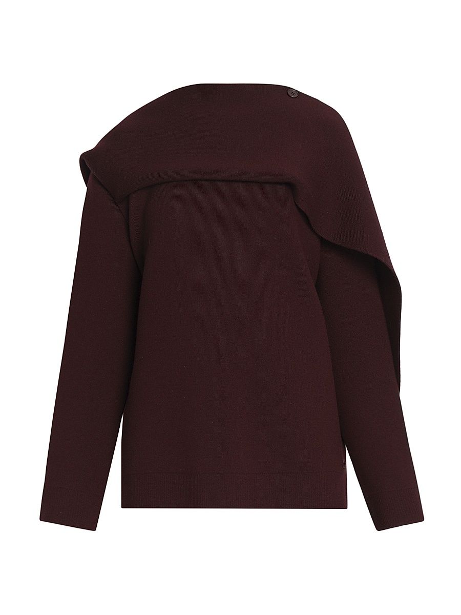 Women's Wrapped Wool Maxi Sweater - Bordeaux Fonce - Size Medium