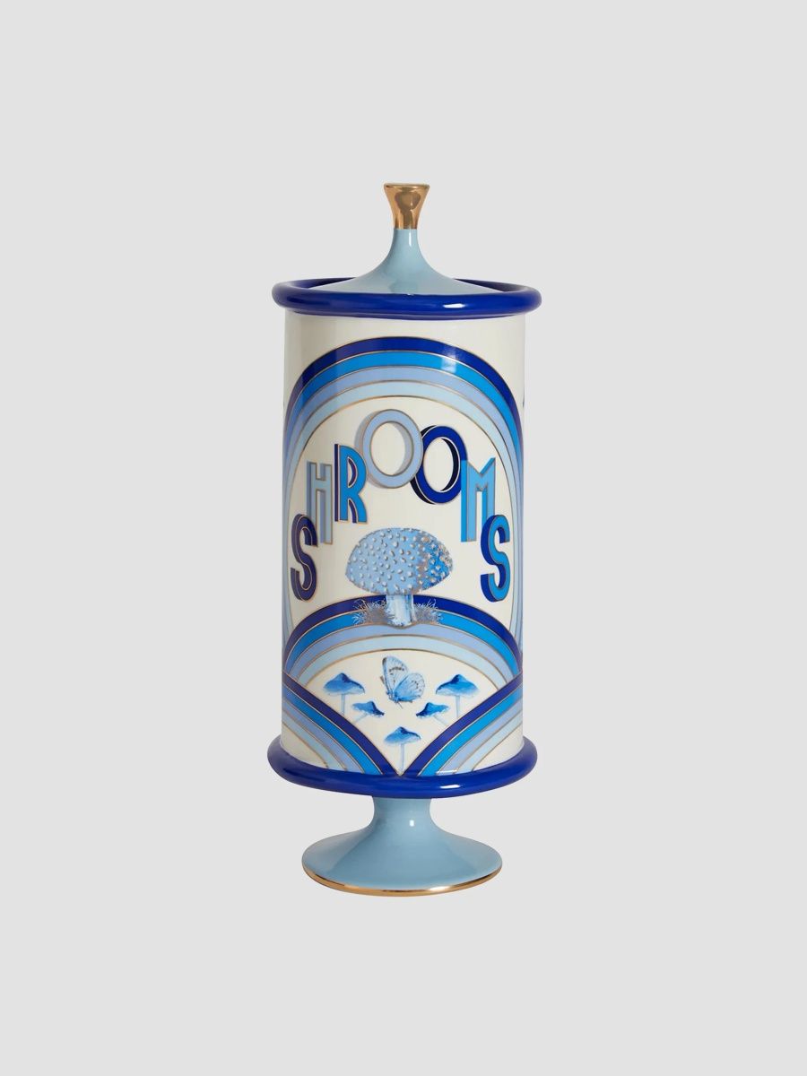 Jonathan Adler Druggist Shrooms Canister - Blue Multi